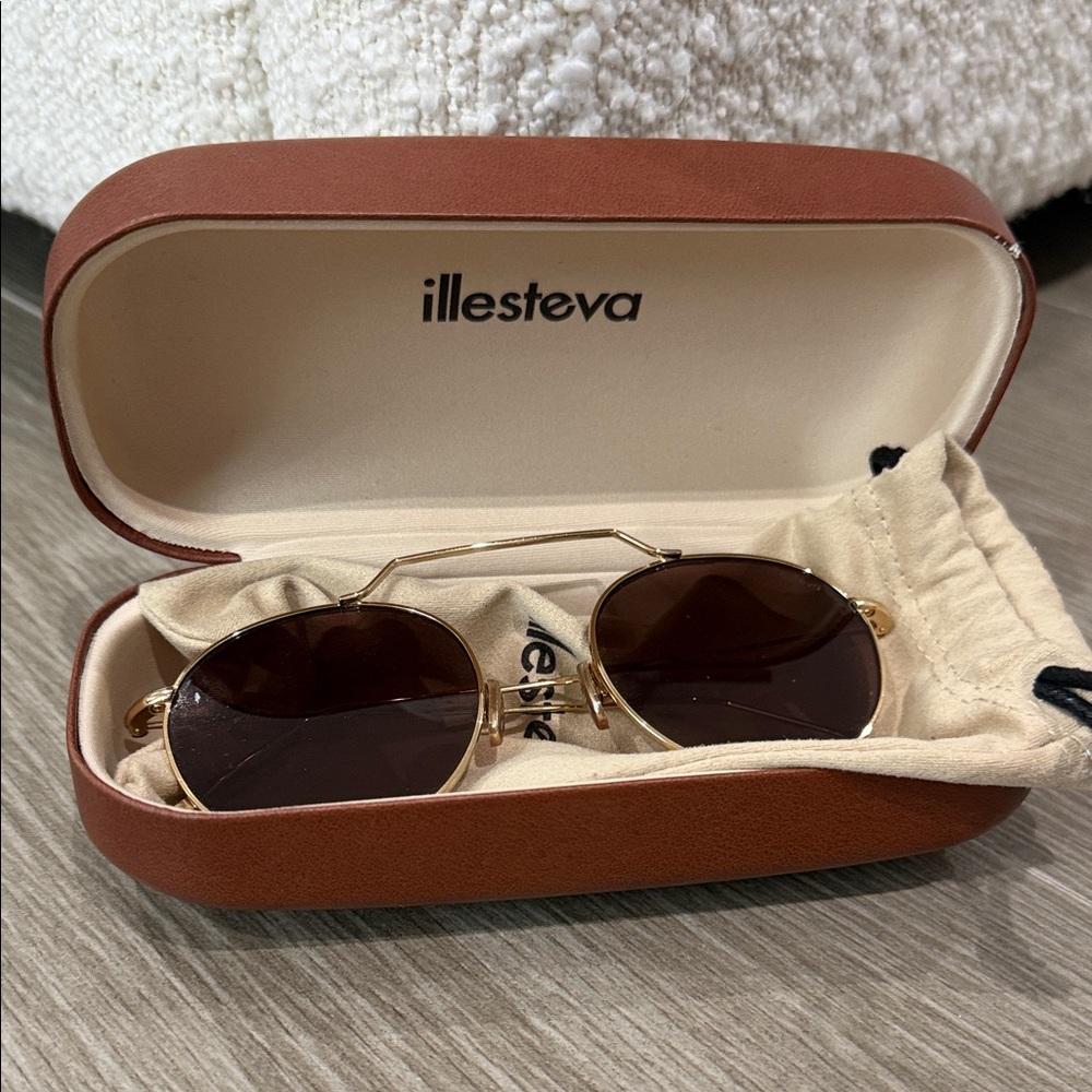 Illesteva Gold Frame Sunglasses with Brown Lenses